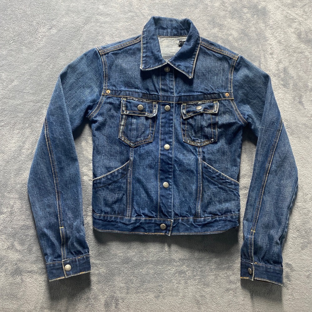Maria Bonita Extra Denim Jacket Womens Small Dark Wash Cotton Trucker Blue Y2K